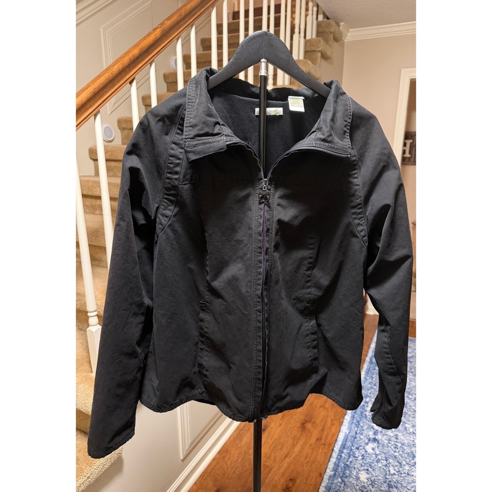 Lizgolf Liz Claiborne Womens XL Black Full Zip Mesh Lined Golf Jacket Sporty